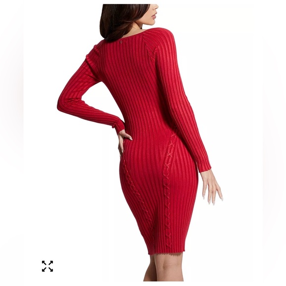 GUESS Women's Long-Sleeve Ribbed Lace-Up Sonoma Dress M - Picture 3 of 3